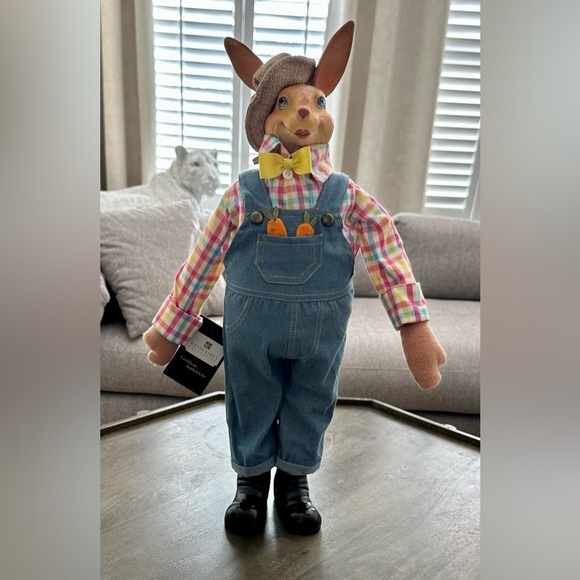 Kurt Adler Easter Bunny Rabbit in Overalls With Easter  katherines collection Easter Bunny With Overalls 25\